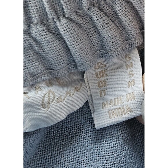 Susan Graver Pure Linen Utility Cargo Crop Pant Faded Chambray Size S Pull On - Picture 4 of 10